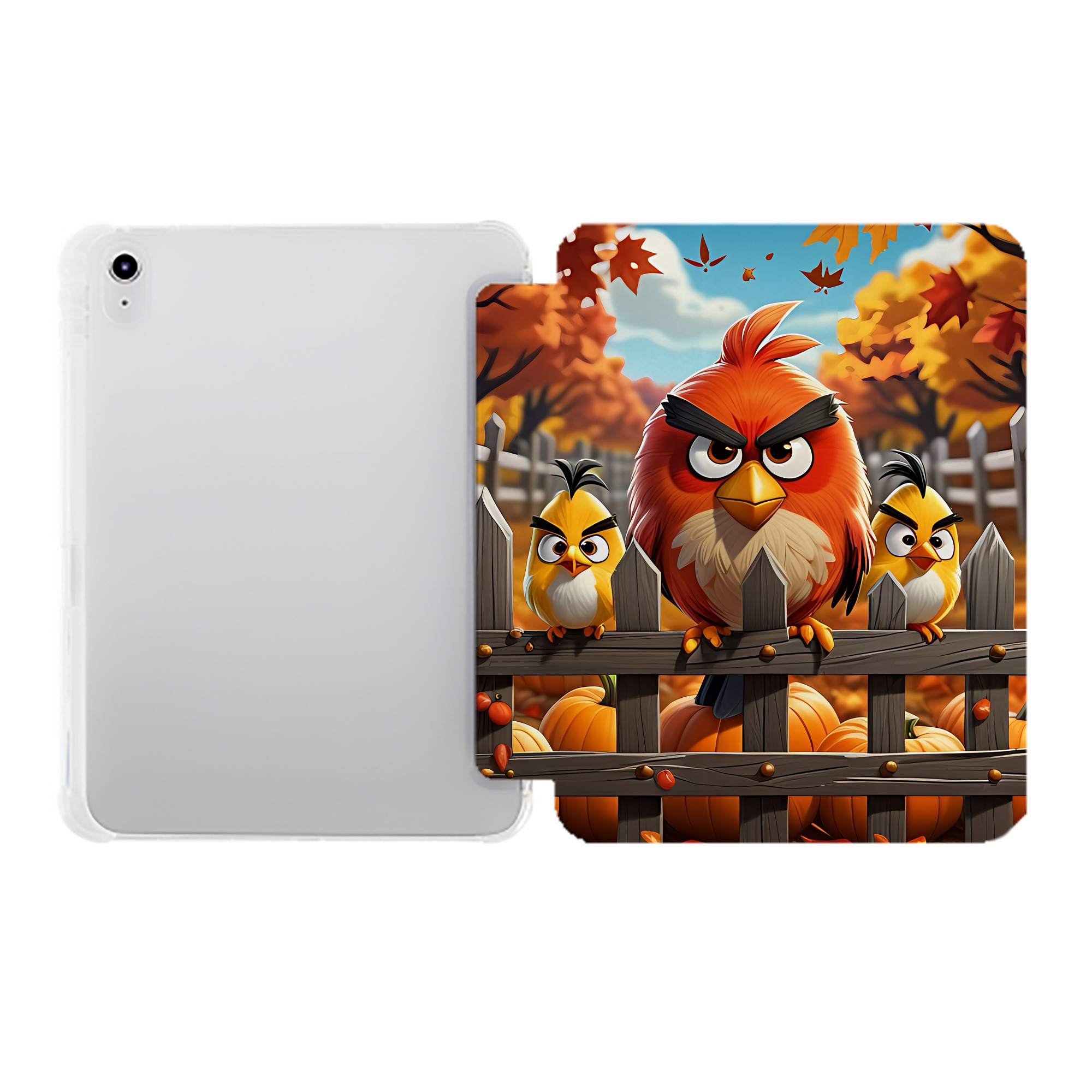 （画像用） Angry Birds アングリーバード IPad ケース ペン収納付き 三つ折りスタンド PUレザー×シリコン 対応機種9.5/10.5/10.9インチ